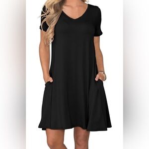 NWT Women's Casual T Shirt Dress Sm, Short Sleeve Swing Dresses with Pockets
C
